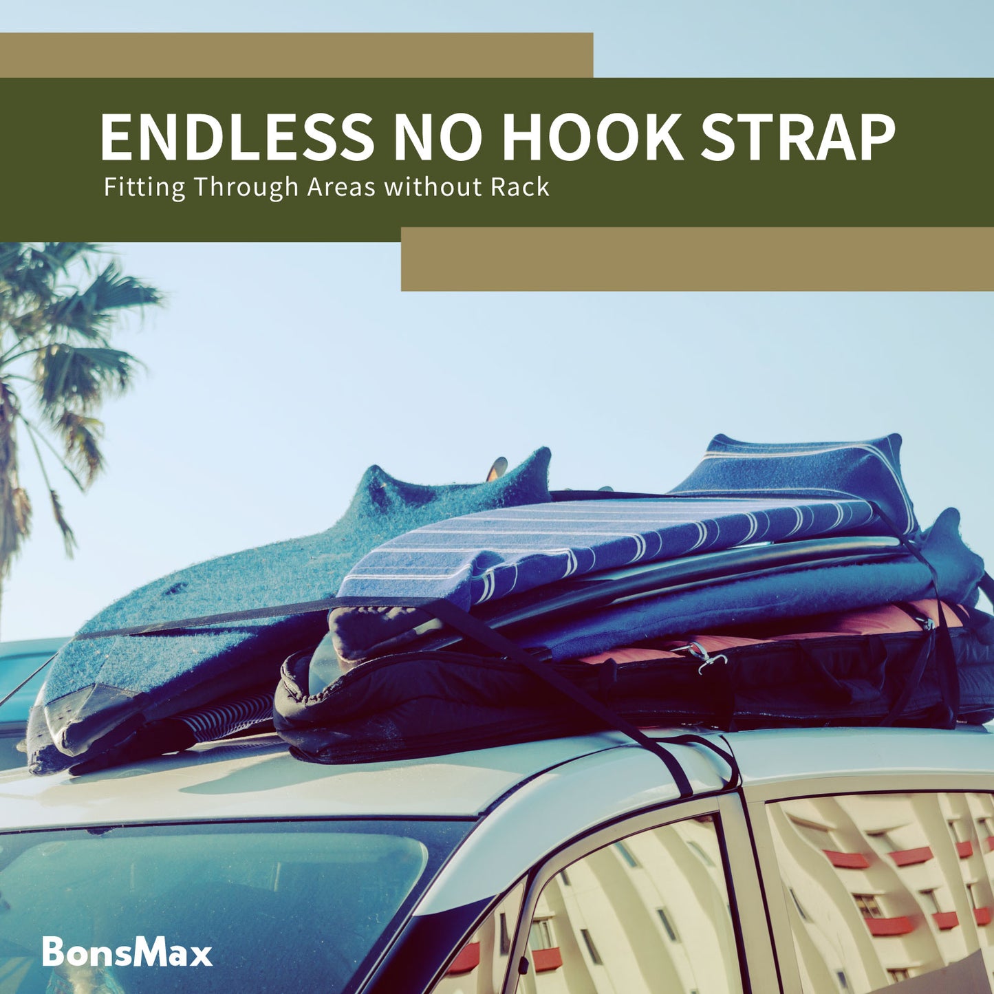 1"x15' Endless Ratchet Straps 2Pack-Olive Green