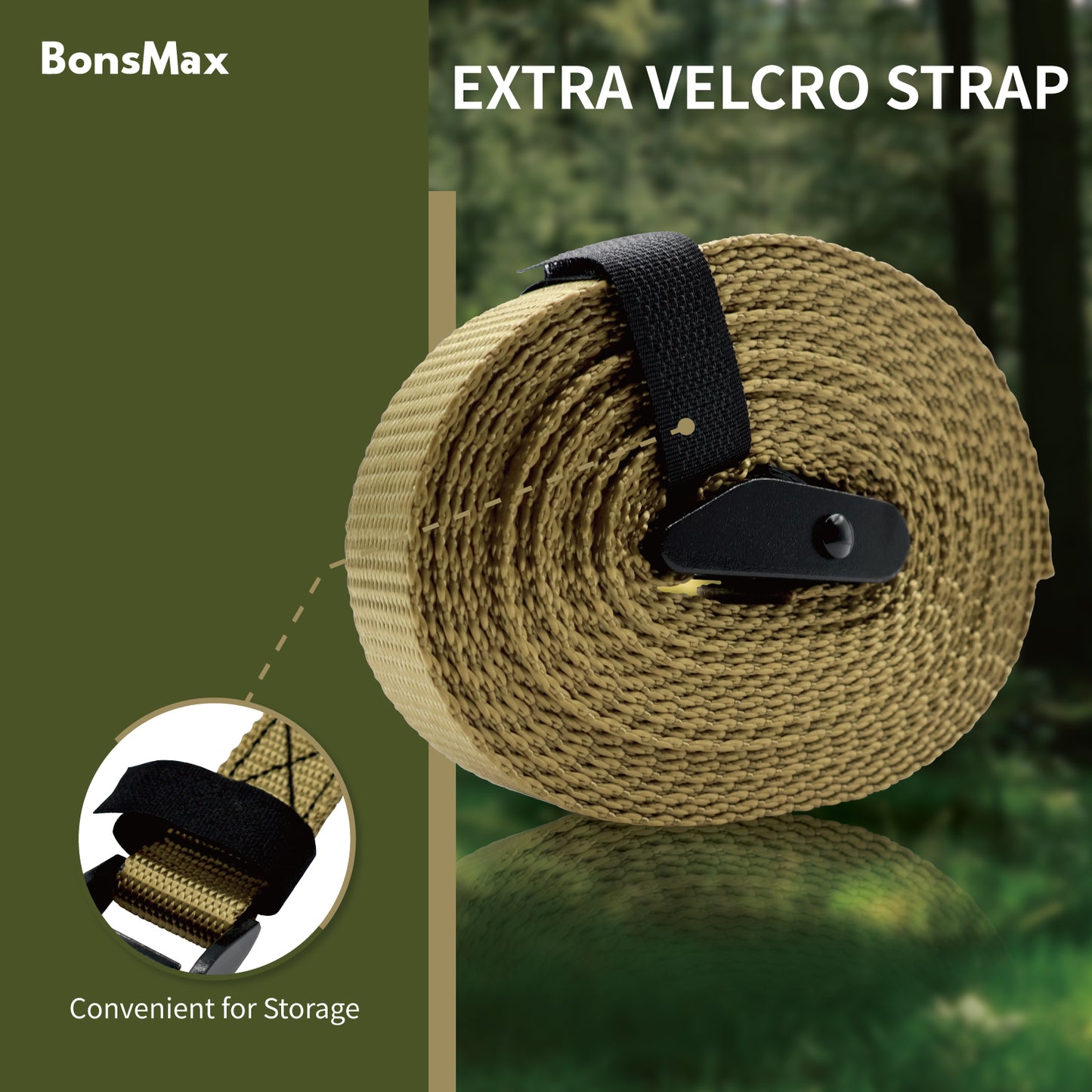 1"x15' Cam Buckle Lashing Strap 4Pack-Khaki