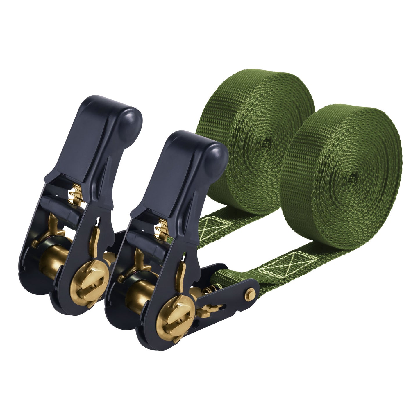 1"x15' Endless Ratchet Straps 2Pack-Olive Green